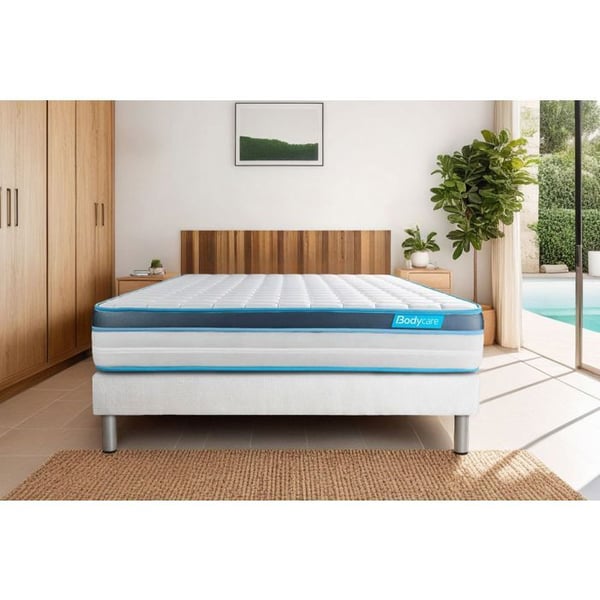 Sängset med madrass 180x200 BodyFit minneskumm - 24 cm - Fast - grå sängramset