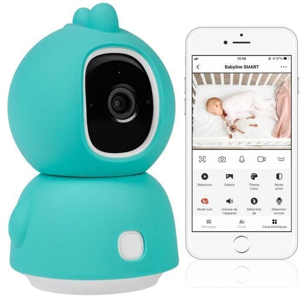 Babyphone video LIONELO Babyline View - 330° - WiFi - Tvåvägs ljud - Nattvision - Temperaturkontroll - USB