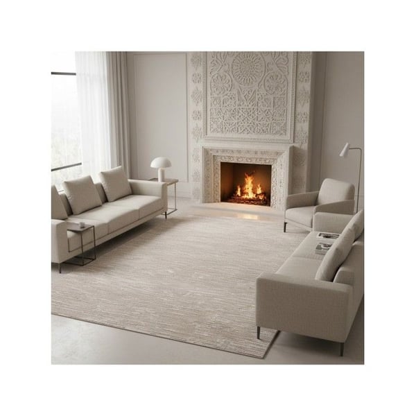 Modern enfärgad texturerad krämfärgad mjuk sammetmatta 12 mm elegant minimalistisk salong (Dimension: 120x170 cm - Färg: Beige)