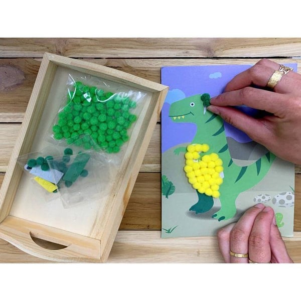 Kreativkit - CTOP - Dinos pompom-tavla - 15 x 21 cm - Flerfärgad - För barn från 6 år