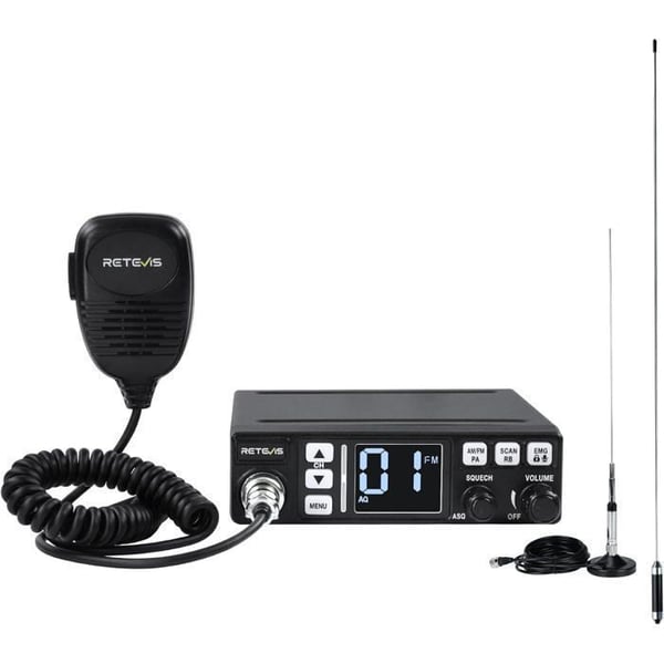 Retevis MB63 Radio CB, Komplett Kit med Antenn, AM/FM/PA, ANL, LCD-skärm, VOX, SQ/ASQ, EMG CH9/19, Mobil CB-radio för Bil