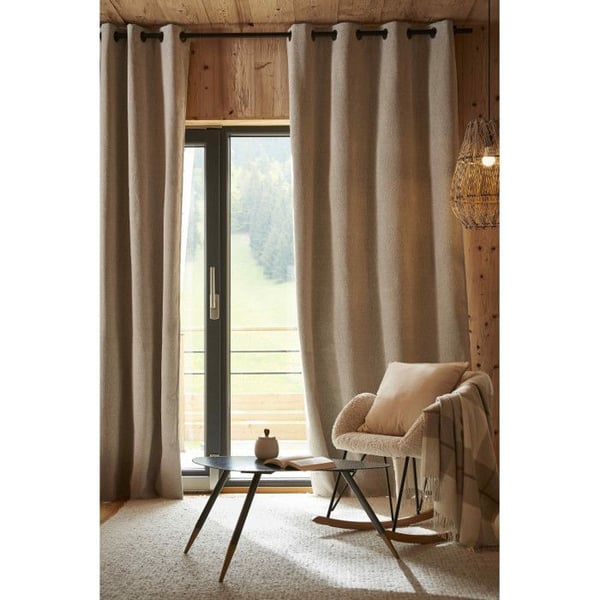 Set med 2 ljud- och termiskt isolerande mörkläggningsgardiner i polar fleece "Bjorn" 100% ogenomskinliga l'Effet Papillon - Bjorn Pampa - 2 paneler