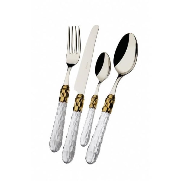 Bestickset - Bugatti - Kristall och guld - Transparent handtag - 24 st