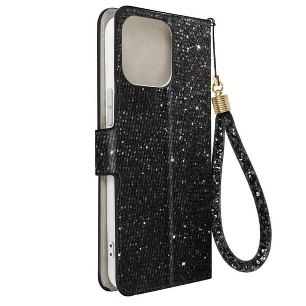 Fodral för iPhone 15 Pro Max Glitter Disco Wallet Video Support - AVIZAR - Svart - Hård - Smidig - Unisex