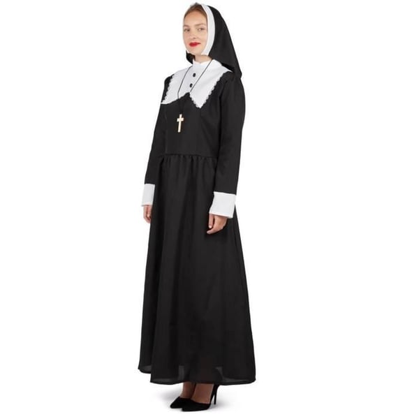 Kostym - LITEN CLOWN - Religiös god syster - Storlek S-M - Svart och vit - Komplett