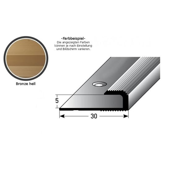 Inläggsprofil för laminat H avramning 5 mm anodiserad aluminium med hål ljusbrons-900