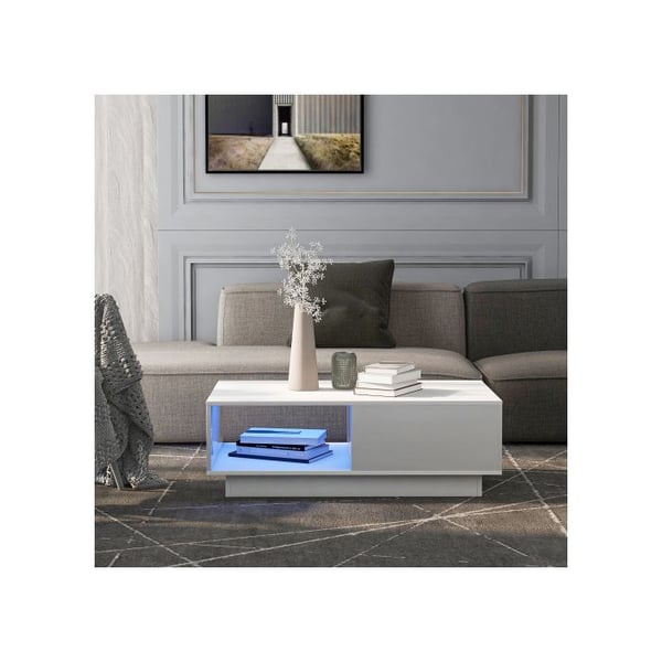 Sofabord - MUVOE - Hvid rektangulær - LED-belysning - 15 farver - 95 x 55 x 32 cm
