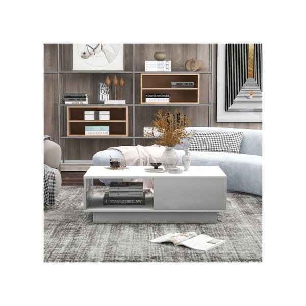 Sofabord - MUVOE - Hvid rektangulær - LED-belysning - 15 farver - 95 x 55 x 32 cm