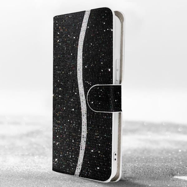 Fodral för iPhone 15 Pro Max Glitter Disco Wallet Video Support - AVIZAR - Svart - Hård - Smidig - Unisex