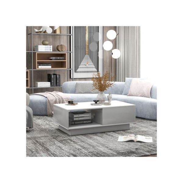 Sofabord - MUVOE - Hvid rektangulær - LED-belysning - 15 farver - 95 x 55 x 32 cm