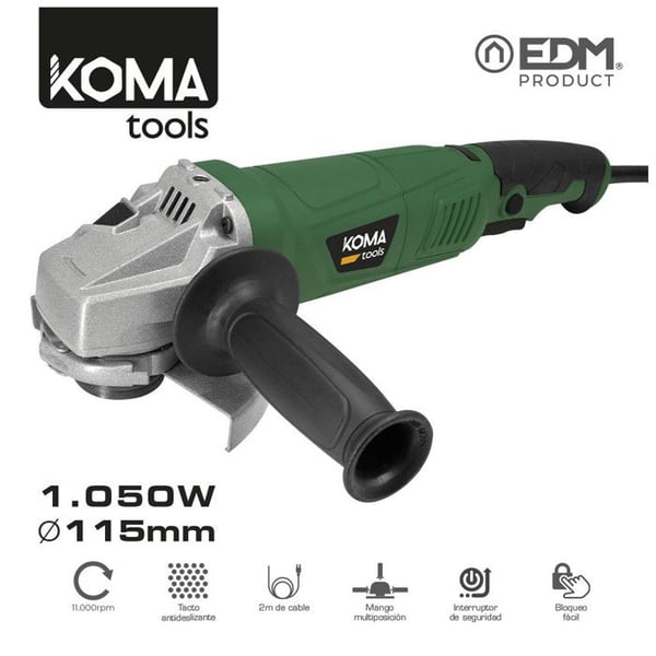 Vibrerande Slipmaskin - EDM - 115mm - 1050W - 11000 RPM - Kabel 2m