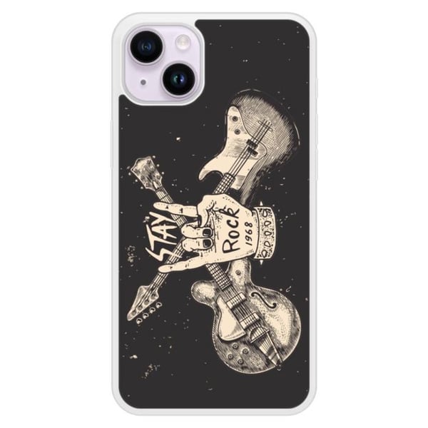 Reinforced silicone skal med tryck kompatibel med Apple iPhone 15 Plus Stay rock