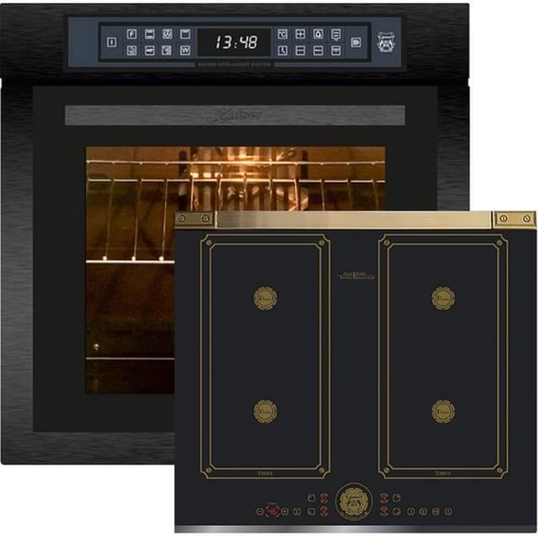 Kaiser EH 6306 RS+KCT 6745 AD, inbyggnadsugn, svart glas, 79L + induktionshäll 60 cm