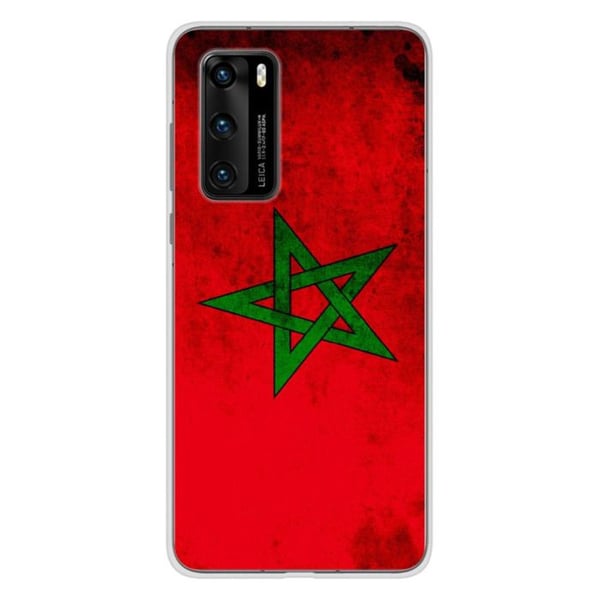 1001Coques - Silikonfodral kompatibelt med Huawei P40 - Mönster marockansk flagga - Originaldesign tryckt i Frankrike