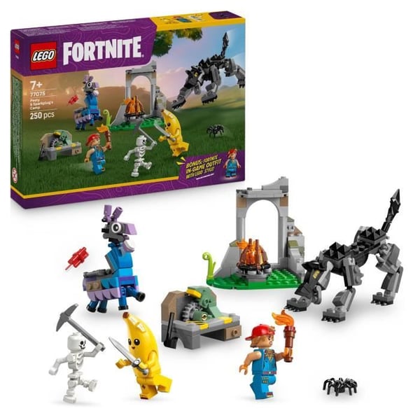 LEGO Fortnite 77075 Bananlägret och Mekano - Byggset för pojkar 7 år