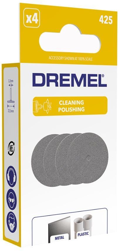 Set med 4 st DREMEL 425 smärgelskivor för polering Ø 22,5 mm