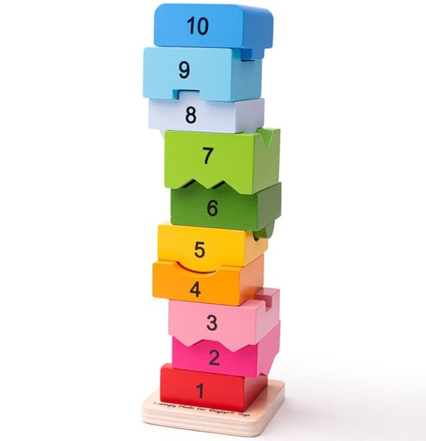 Uddannelseslegetøj - BIGJIGS TOYS - Nummer Tårn - Multifarvet - Træ - 11 dele