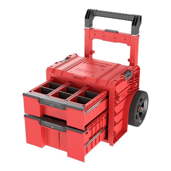 Mobil låda på hjul - Qbrick System - PRO Cart 2.0 Plus - Röd - Ultra HD - 2 lådor