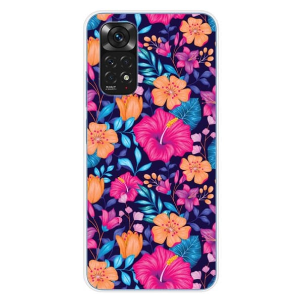 Siliconeekappa - Kompatibel med Xiaomi Redmi Note 11 4G - design med exotiska blommor