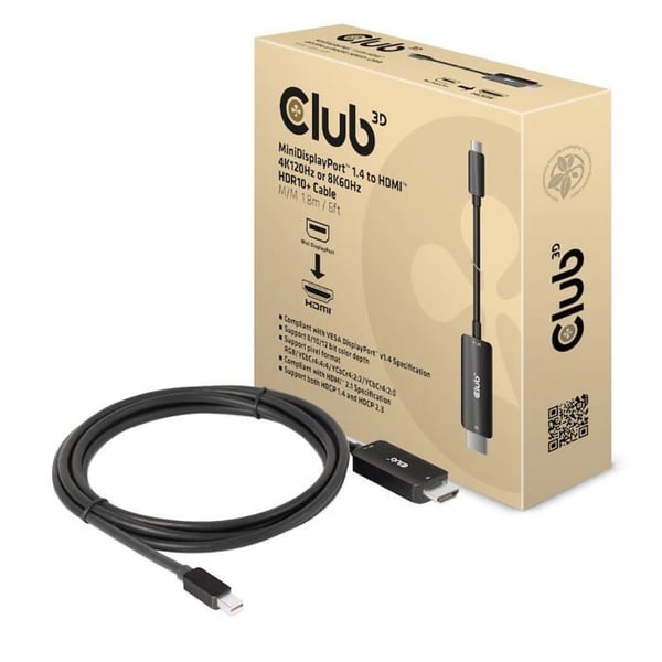 Adapter - Club 3D - CAC-1187 - Mini DisplayPort til HDMI - 1,8m - 8K 60Hz