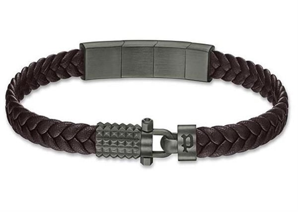 Läderarmband - POLICE - Wrath PEAGB0036603 - Brun - Svart PVD stål - Justerbar 21 cm
