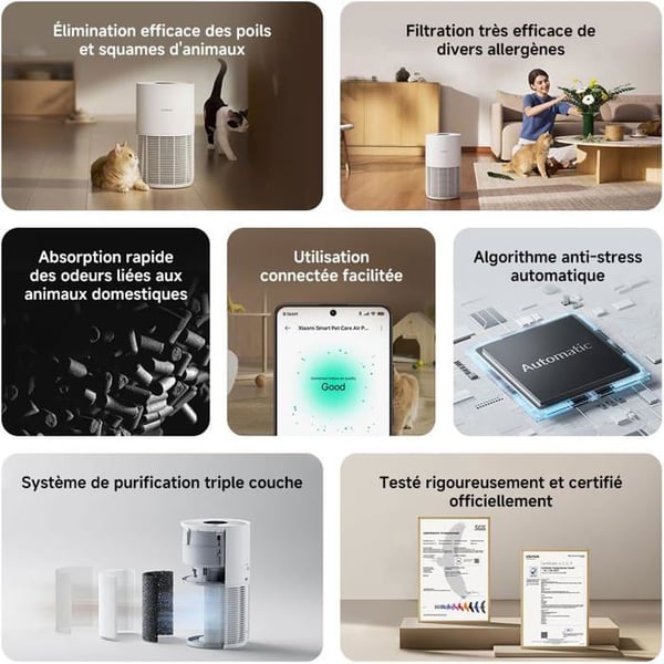 XIAOMI Smart Pet Care Luftrenare - Luftrenare - 360° sug - Smart kontroller - Snabb luktabsorption
