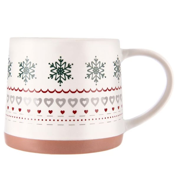 Kopp i porslin - Orion - 380ml - Elegant vinterdesign, mikrovågsugns- och diskmaskinssäker