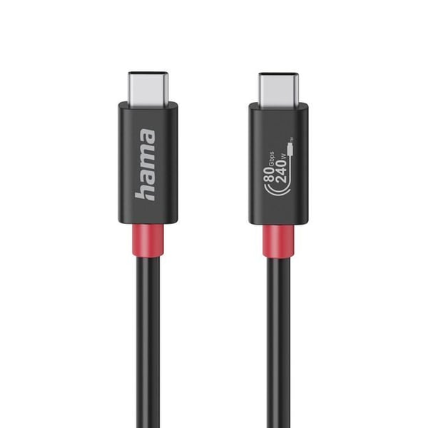 USB-C-kabel - HAMA - USB 4.0 Gen4 - 80 Gbit/s - 240W - 1,0m Svart