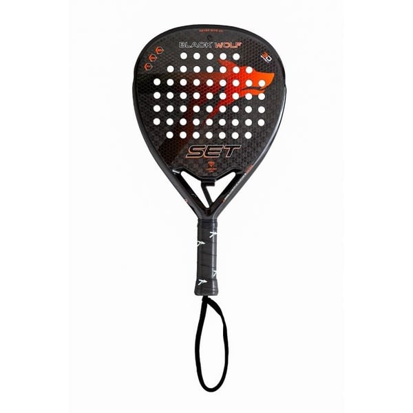 Padelracket - SET - Black Wolf - Premium EVA-gummi - Grov 3D-yta - Kolfiber
