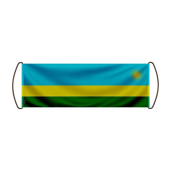 Scrollbanner – Rwandas flagga – 17 x 50 cm – Polyester – Handflagga – Pixelforma
