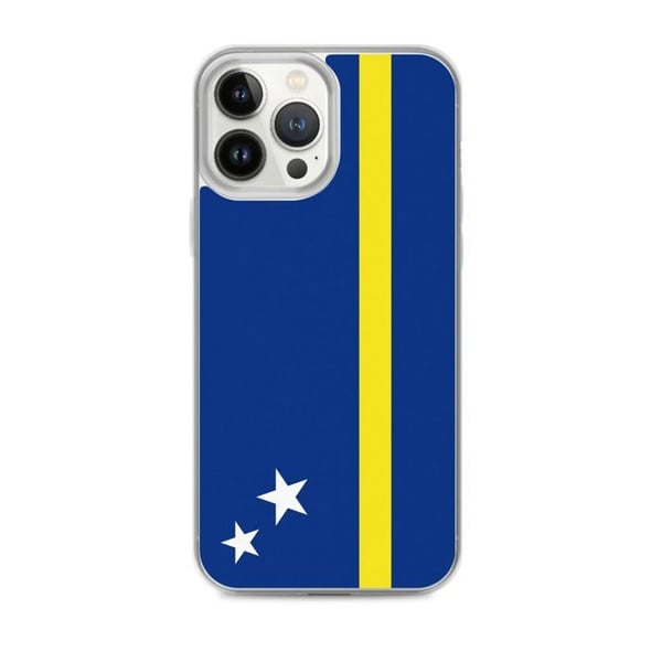 Telefonfodral – Curaçaos flagga – Kompatibel med iPhone 13 Pro Max – Flexibelt fodral – Slitstarkt och stöttåligt - Silikon - Pixelforma