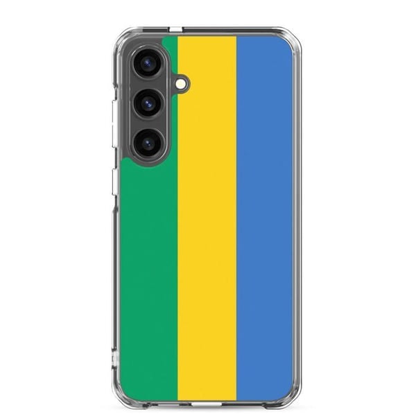 Telefonfodral – Gabons flagga – Kompatibel med Samsung Galaxy S24 Ultra – Mjuk fodral – Slitstark och stötteabsorberande – Pixelforma