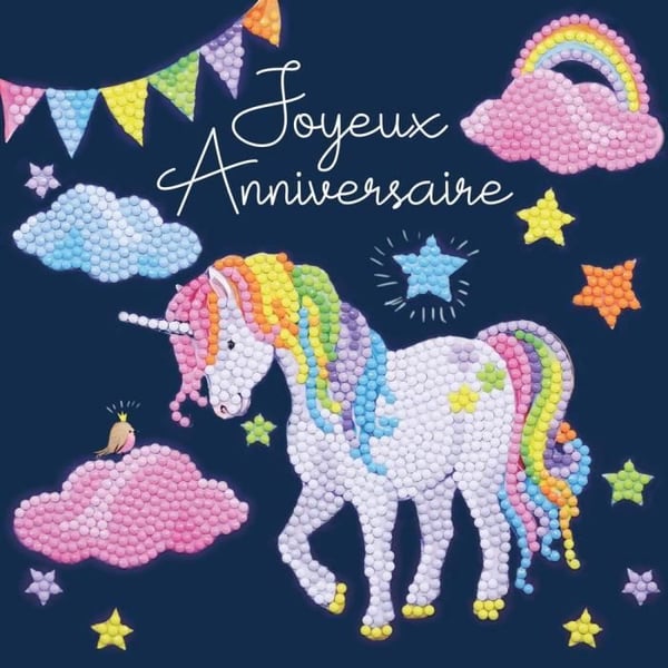 Kristallkonstkort till diamant - Unicorn Birthday - 18 x 18 cm - Kreativt kit