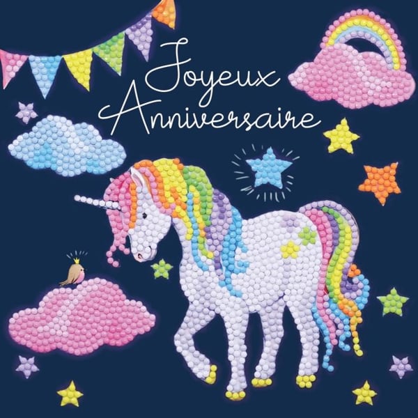 Kristallkonstkort till diamant - Unicorn Birthday - 18 x 18 cm - Kreativt kit