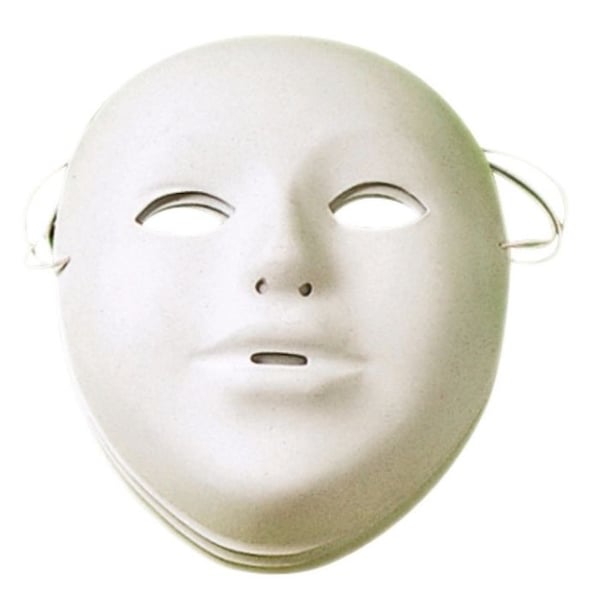 MégaCréa DIY - Barnmasker i vit plast 15 x 18 cm x 5 stycken