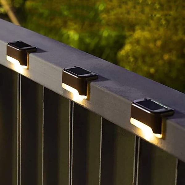 Set med 4 solcells LED-lampor för utomhusbruk, vattentäta, för trappor, steg, stängsel, gård, terrass och flera färger Largeight