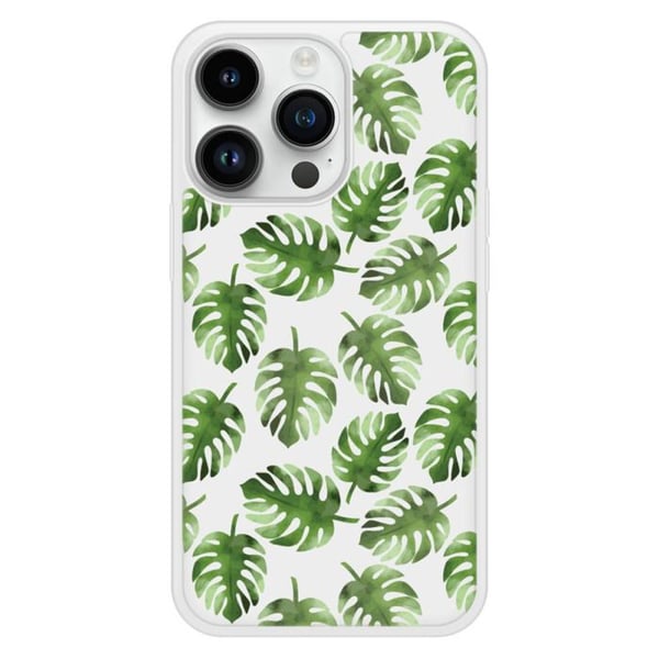 Silikonförstärkt skal med tryck kompatibelt med Apple iPhone 14 Pro Monstera-blad