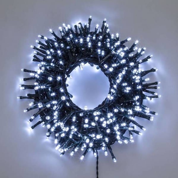 Guirlande Boa 6cm 40,5M 2000 LED kold hvid 8 lysprogrammer grøn kabel Lotti