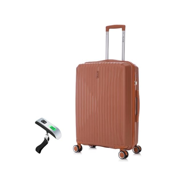 Mellanväska 65cm i Oförstörbart Polypropen | Väska CELIMS SkyCruiser | TSA-lås | 8 Hjul 360 | Brun