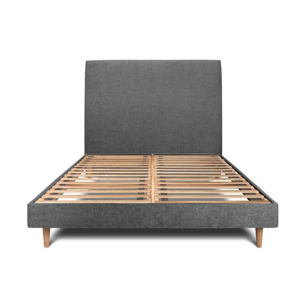 Lit 150x190cm med stoppad huvudgavel tyg och sängram kit - Grå - Skandinavisk - Modern
