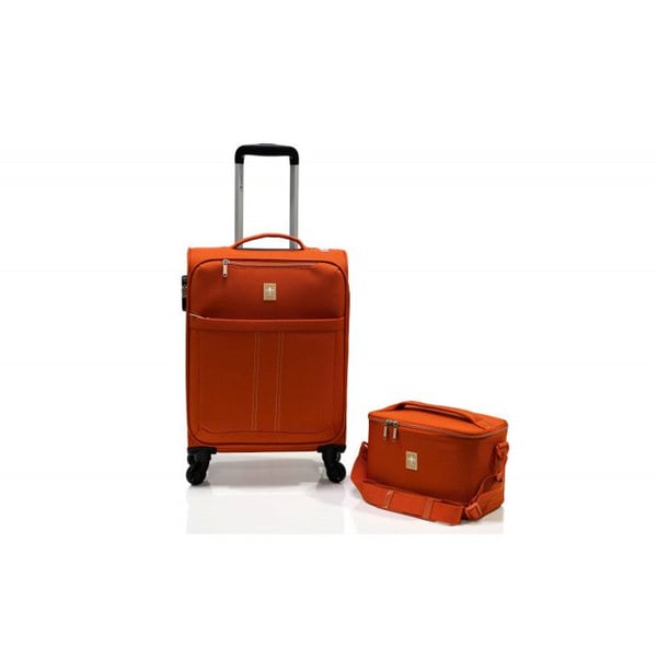 Resväska mjuk + necessär "Ultra lätt" - Lys Paris 2102/2 - Orange