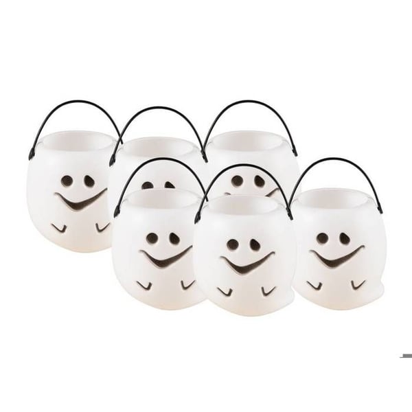 Mini Pots Fantôme - PTIT CLOWN - Set om 6 - Vit plast - 7 cm