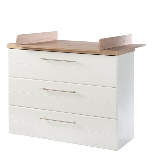 Skötbord ROBA Nele - 3 Lådor - Vit - Artisan Ek