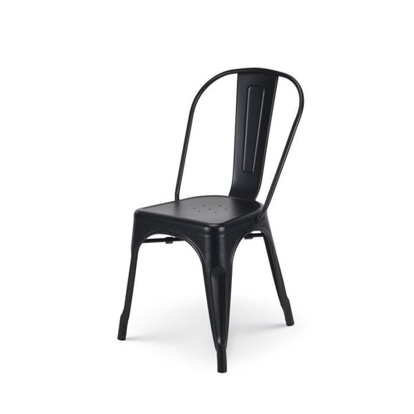 Set med 4 svarta metallstolar - Industriell stil