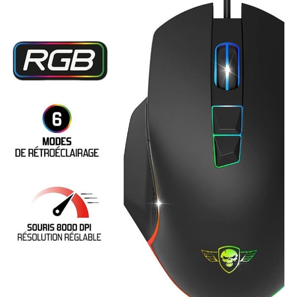 Spelmus - Spirit Of Gamer - PRO M1 - RGB Trådad - 8000 DPI - 7 Programmerbara Knappar
