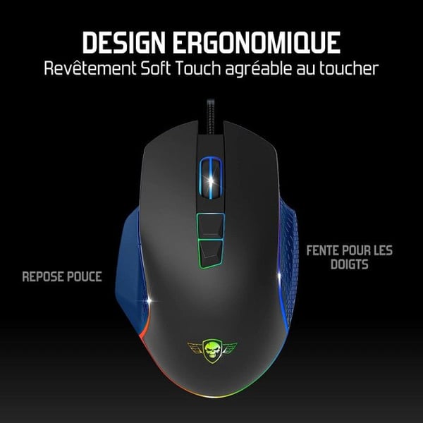 Spelmus - Spirit Of Gamer - PRO M1 - RGB Trådad - 8000 DPI - 7 Programmerbara Knappar