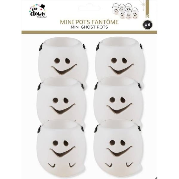 Mini Pots Fantôme - PTIT CLOWN - Set om 6 - Vit plast - 7 cm