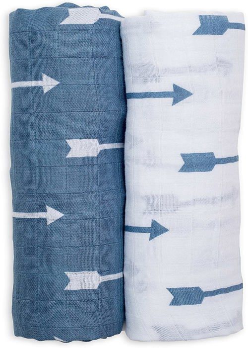 Muslin swaddle - Blue Arrows - Förpackning om 2 - 100x100 cm - 100% bomull