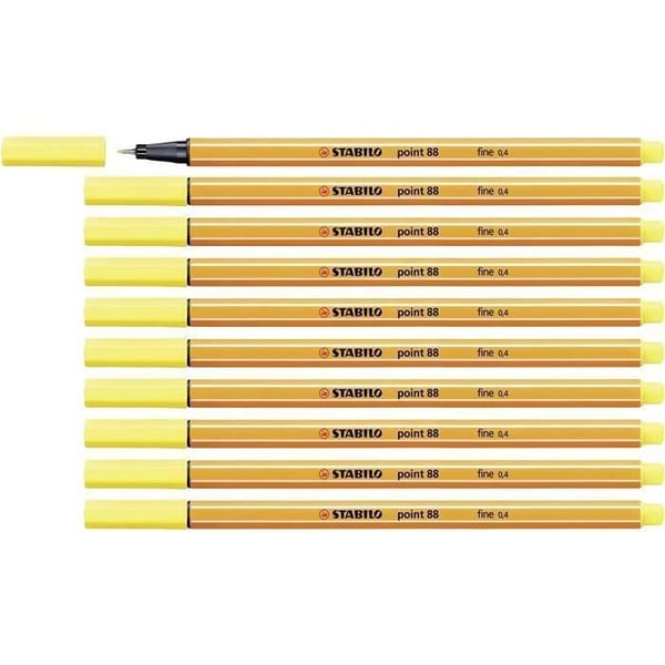 Stylo Feutre Fin - STABILO - Point 88 - Citron Yellow - Paket med 10 - Punkt 0,4 mm