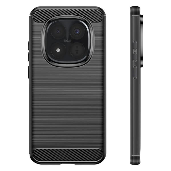 Siliconfodral för Redmi Note 15 Pro Plus med kolfiber-effekt, borstad textur, svart